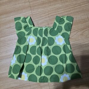 GYMBOREE Green Circles & Flowers CAP SLEEVE SHIRT Infant Girls 18-24 months Vtg